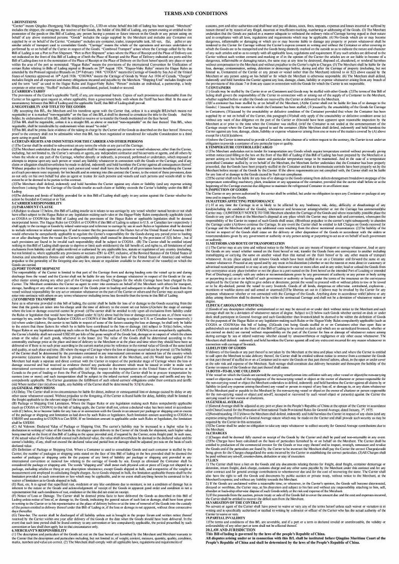 TERMS AND CONDITIONS